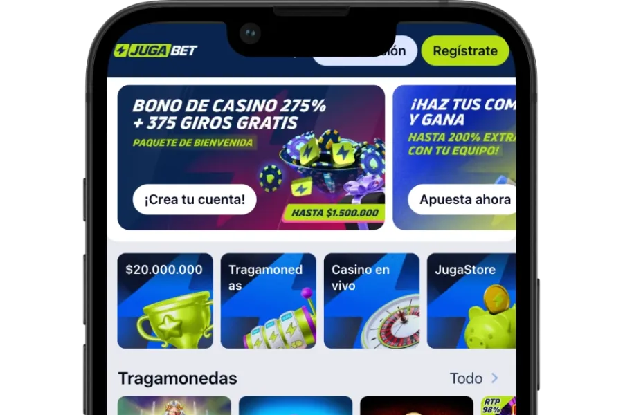 Enlace de descarga del APK de JugaBet dentro del sitio del operador