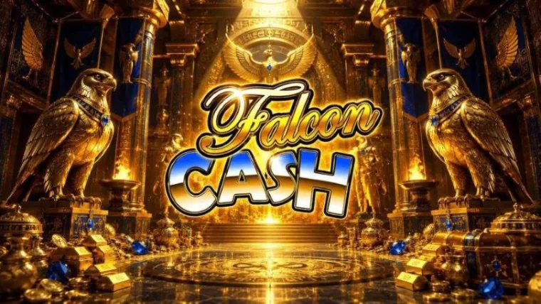 Juego base de Falcon Cash con cinco líneas fijas y símbolos de monedas